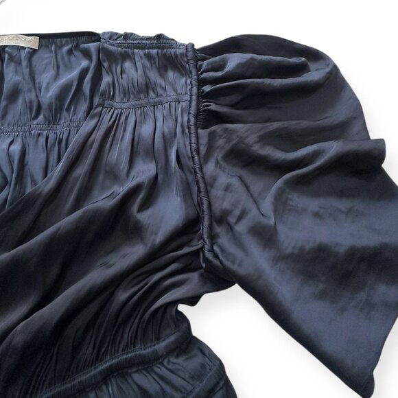 Ulla Johnson Azaria Dress Midnight Plissé Satin Mini Size 12 NWT $575 - Picture 12 of 15